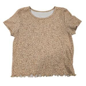 Women's American Eagle Leopard Print Crop Short Sleeve Tee | Size XS